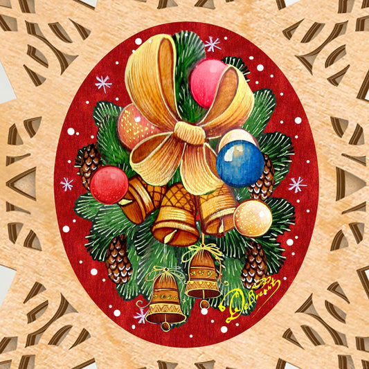 Christmas Bells Wooden Tree Topper – Handcrafted in USA