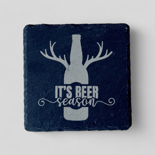 "It's Beer Season" Engraved Slate Coasters